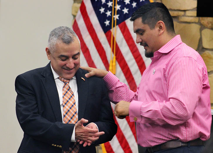 After speaking to the public, retired Staff Sergeant Eric Alva, U.S.M.C told the crowd, "Nobody owns your dreams but you. I'm not lucky, I'm very fortunate and thankful to be here. I'm going to fight for women's rights, I will fight for women's rights, I will fight for vets and lgbtq individuals and immigration. I will fight for all the rights of every individual in this country." Photo by Ami Sarabia